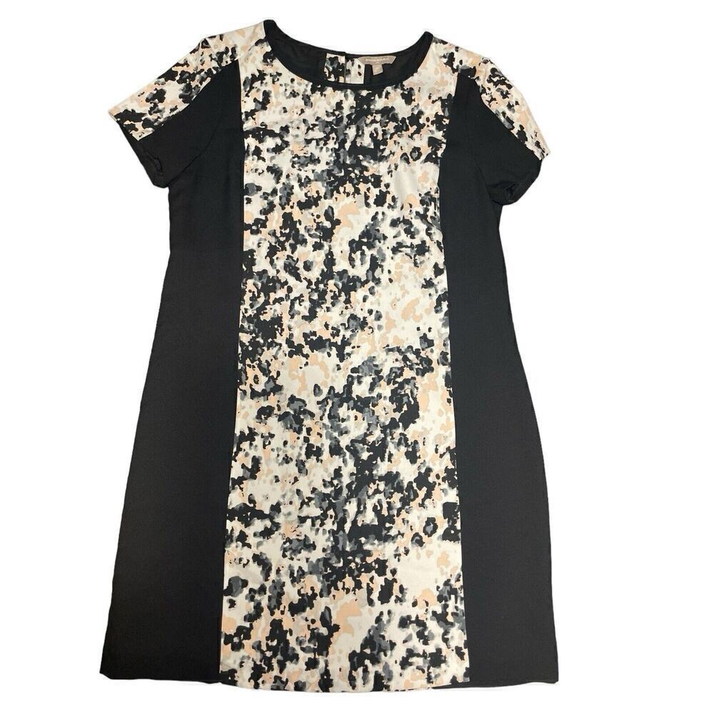 Banana Republic DressSize 10 Black Gray Pink White Print Short Sleeve Casual